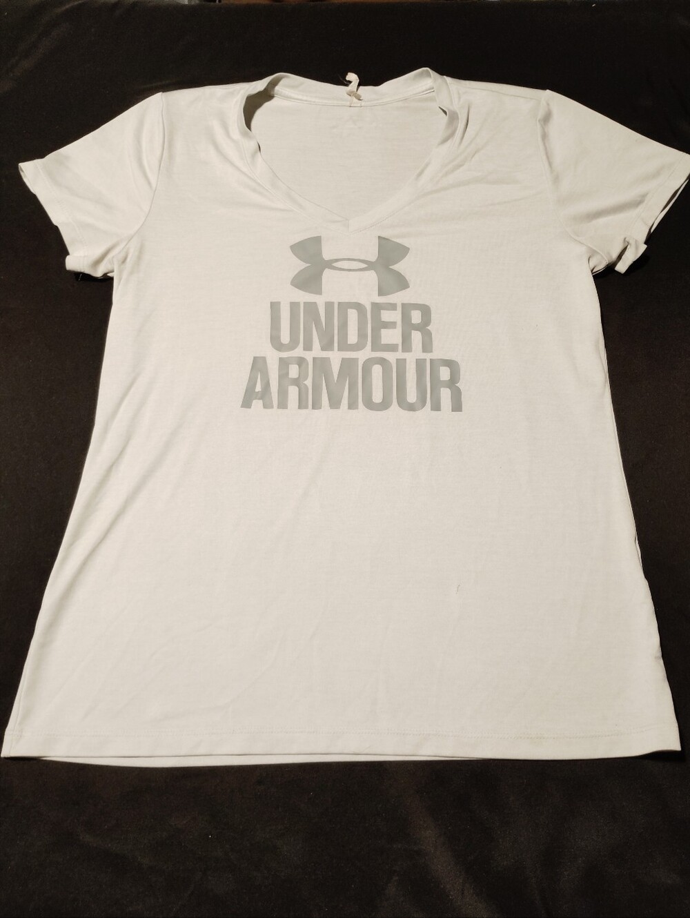 Under Armour Women's White V-Neck Tee with Gray Logo